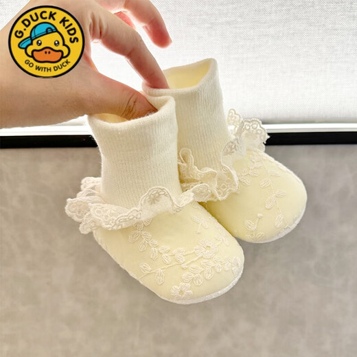 G. Duckkids Spring and Automne Baby Chaussures de 0 à 1 ans Bébé Soft Sole Prévention de la perte 6-12 mois Chaussures et chaussettes Princess Beautiful 12 Longueur intérieure CM