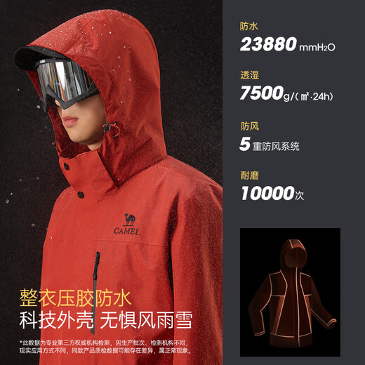 Camel Dragon Jacket 3.0 Mountain Series Outdoor Waterproof Three-in-One Jacket Men's Autumn and Winter Couple Mountaineering Wear Agave Green Unisex M