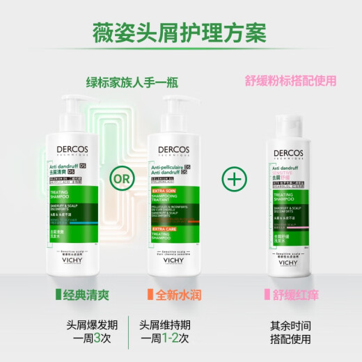 Vichy Green Label Shampoo Edición humectante 390 ml 1% Selenium Disulfuro Antamundo Cabello seco 72H Hidratación de larga duración