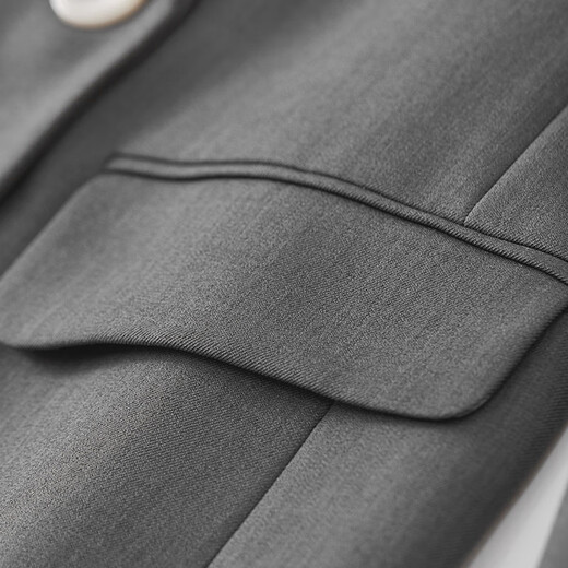Shangdubila temperament commuting professional small suit for women autumn versatile high-end suit casual jacket gray L