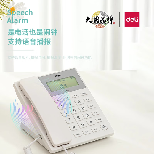 
DELI 13560 slanted screen wired telephone office home landline hotel front desk wired telephone caller ID Deli 13560 telephone [white]