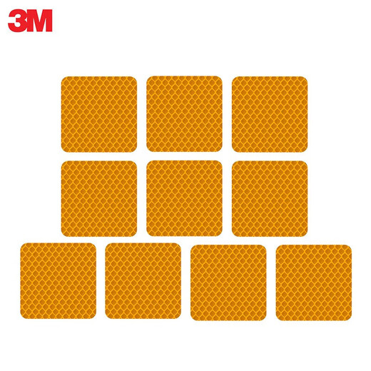 3M Autocollant Réflexion Avertissement Autocollant Bicycle de véhicule électrique Sticker Sticker 5 * 5cm (10 pièces) Jaune de diamant 983d [150 Bandes rouges et blanches] Environ 45 mètres