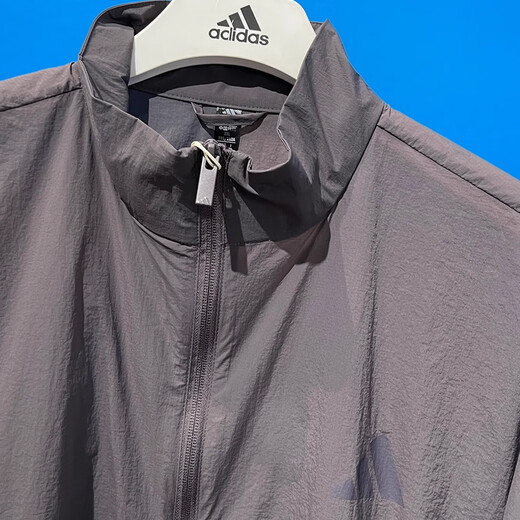 
Adidas jacket men's 2025 summer new sportswear woven fashionable breathable casual stand collar jacket KC3894 JZ8409 carbon ash L