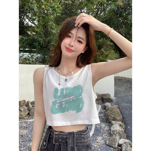 Peiruan Pure Cotton Sftender Vest Sports Chaleco de mangas para mujeres Diseño de verano de diseño de verano fuera de la parte superior corta suelta azul marino xl [110-125jin [Jin iguala 0.5 kg]]]