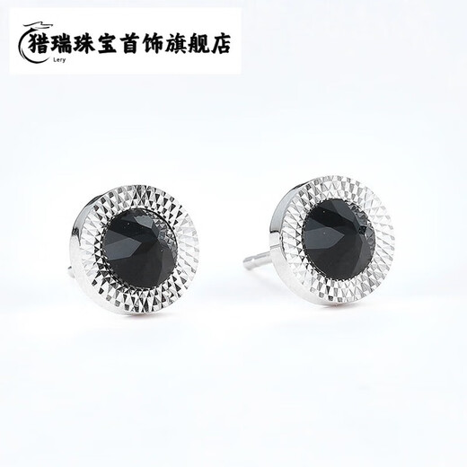 Hunter topaz earrings s925 sterling silver black agate trendy men's single hip-hop handsome earrings earrings black agate earrings single