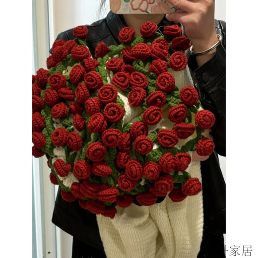 
Shantoulin Village sends girlfriends bouquets blanket DIY material package rose bouquet finished rose cover blanket wool crochet gift (A693) small 80cm milky white + yellow lily of the lily of the lily of the lily of the