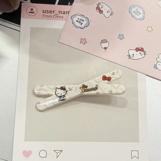 Sweet girly heart KT cat hairpin cute cartoon student bangs clip side clip ins high-looking hairpin hair accessory KT cross hairpin random one