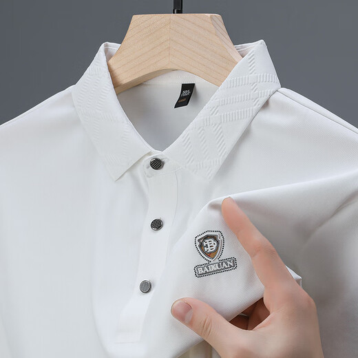 OLJ luxury brand men's summer new Polo shirt men's high-end short-sleeved T-shirt fashionable ice silk half-sleeved top black M 165 (suitable for weight 90-120Jin Jin equals 0.5 kg)