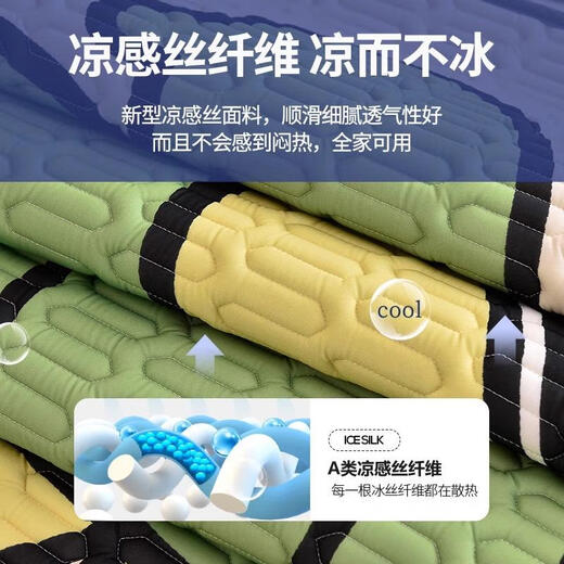 OUOETYA类母婴级乳胶冰丝凉席2025新款夏天四季通用软席子可机水洗夏季 11150*200cm三件套、大版卡通凉