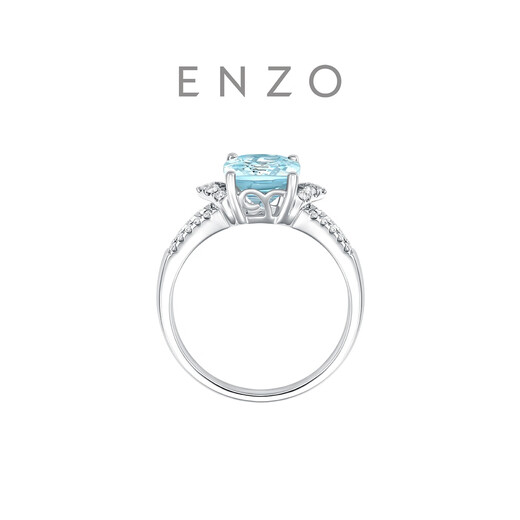 Chow Tai Fook ENZO Heart of the Ocean 18K gold aquamarine diamond ring for women EZV6724 No. 15