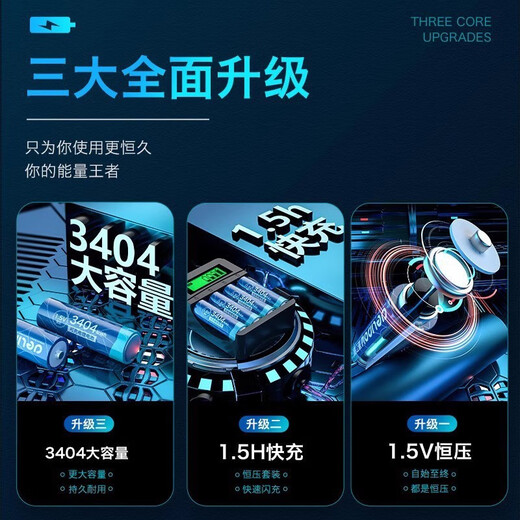 
Delipow No. 5 rechargeable battery fast charging set lithium battery camera fingerprint lock battery No. 7 1.5V lithium SN3294 No. 5 3404mWh [4 sections] blue No. 5 battery