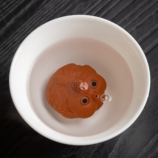 Xiyuanji purple sand and cinnabar bubble fish tea pet boutique can raise creative bubble fish tea table tea play ornaments purple sand and cinnabar bubble fish mini tea pet