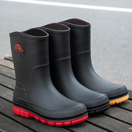 JCZS German Rain Shoes Men's 2025 New Men's Non-Slip Waterproof Silicone Water Shoes Fashion Thickened High School Tube Rubber Shoes Black [Upgrade/More Desirable] 40