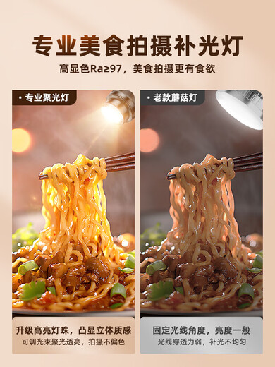 Jifan Professional Food Live Shooting Fill Light Live Room Food Jewelry Still Life Photography LED Spotlight Kitchen Desktop Dishes Video Photography Lighting Indoor Anchor Belt Single Light Desktop Cantilever Style Three-Color Food Spotlight + 50cm Cantilever Light Stand