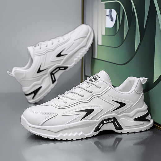 Changxiang Huili men's shoes 2025 summer men's trendy teenagers sports and casual versatile thick sole heightened little white dad shoes men RF-869 white 42