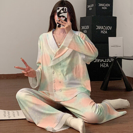 S.Sofeais Style mince pyjama à manches longues pour les femmes, doux big revers vêtements 12392 175 L