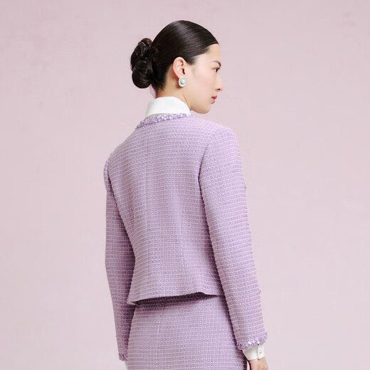 La Koradior Elegante Frühlings-Neue Damen-Jacke, kurz, schlank, modisch, für Pendler, Temperament, altersreduzierende Jacke, mittelviolett, M