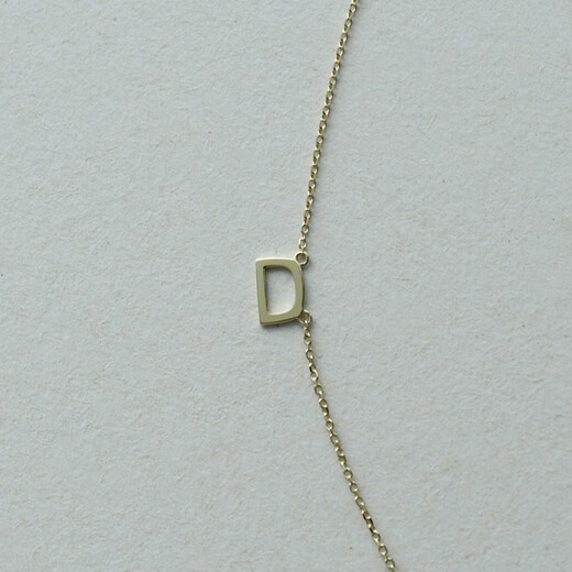 Huaiyin Original 10K Gold M Letter Pendant Color Gold Necklace Women's Light Luxury Niche Advanced Clavicle Chain Necklace Customized D Letter Ready Stock