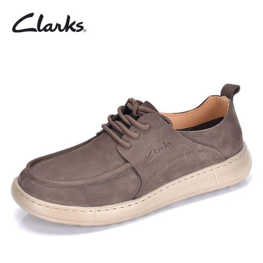 其乐（Clarks）男鞋春季款舒适头层牛皮耐磨防滑透气软底软面休闲皮鞋 浅棕色 42
