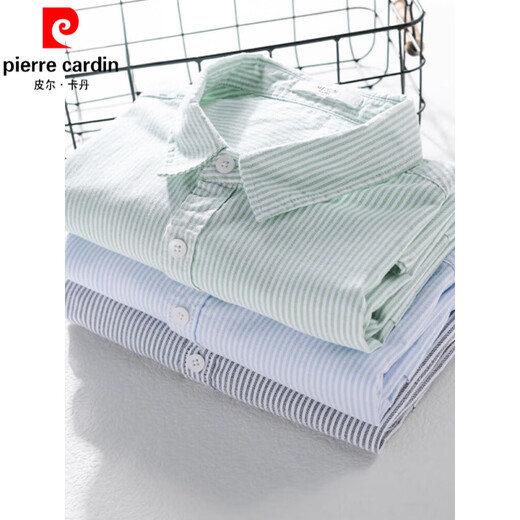 Pierre Cardin Herren gestreiftes Kurzarmhemd Japan japanisches lässiges loser Top Herren Sommer Dünn trendig vielseitiges Baumwollhemd 9721 Weiß M 100jin [Jin entspricht 0,5 kg]