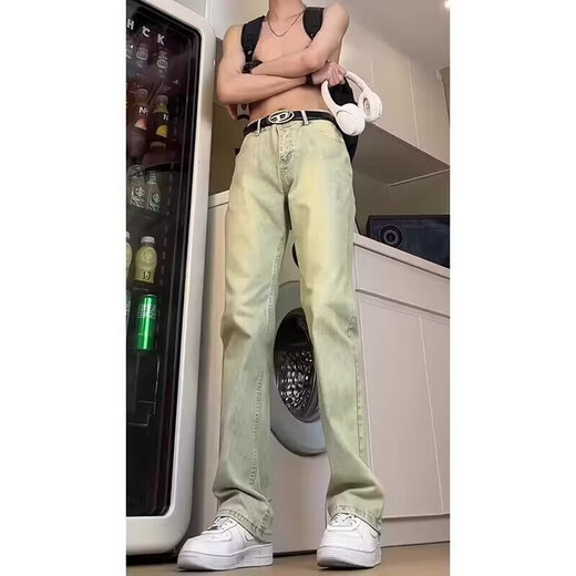 Black Box White American Retro Jeans Herren Frühling und Sommer neuer Stil Lose einfacher High Street Trend vielseitiger lässige lässige Hosen mit gerader Bein