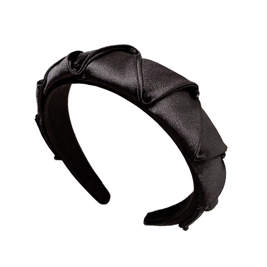 Keegfeg satin high-end wide-brimmed headband light luxury pleated rhinestone headband 2025 new pressure hairpin women's high skull fabric headband