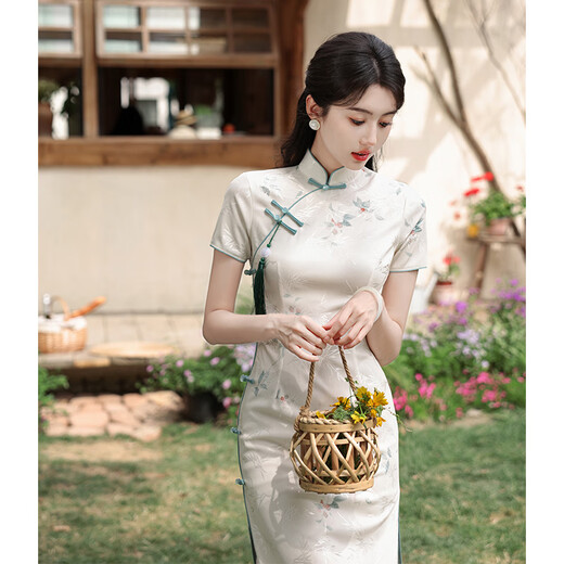皮尔卡丹（pierre cardin）小个子旗袍2025新款夏季新中式连衣裙年轻款少女改良绝美女装日常 YS-7036 S