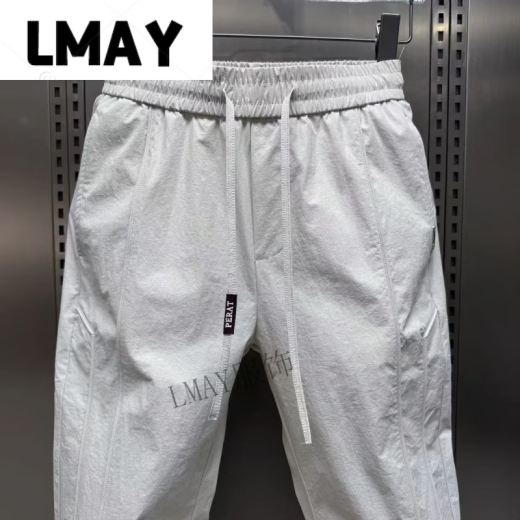 LMAY小新严选服饰男士休闲裤2025春夏薄款束脚裤潮流修身百搭运动长裤 灰白色(6625) 29 (建议90-115斤)