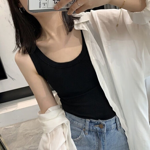 朵迪雅尚白色吊带背心女螺纹棉夏季内搭外穿无袖t恤运动遇见打底上衣女装 白色