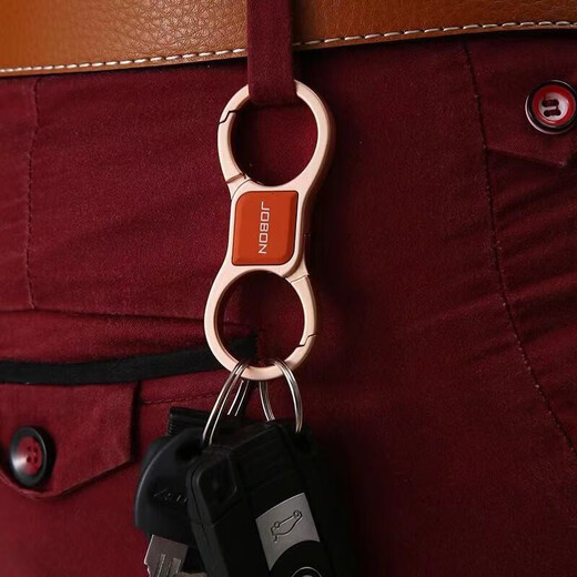 中邦（JOBON）汽车钥匙扣男士高档结实耐用腰挂锌合金锁匙扣高端链圈环挂件礼品 【铬色】赠号码牌（备注车牌号）