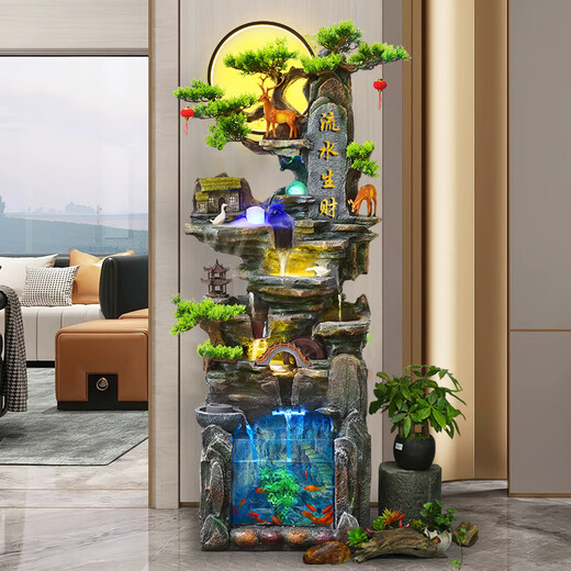 
Waterscape and rockery flowing water fountain living room entrance office Fengshui wheel landscape decoration ornament fish tank water truck 9923 small height 108CM