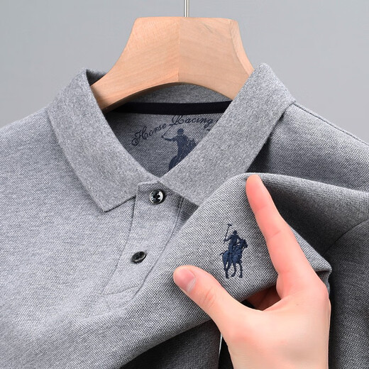 传奇保罗保罗POLO衫男士长袖t恤纯棉中年爸爸春秋装高端上衣服秋衣体桖丅 6626白色 15XL 165/m/48