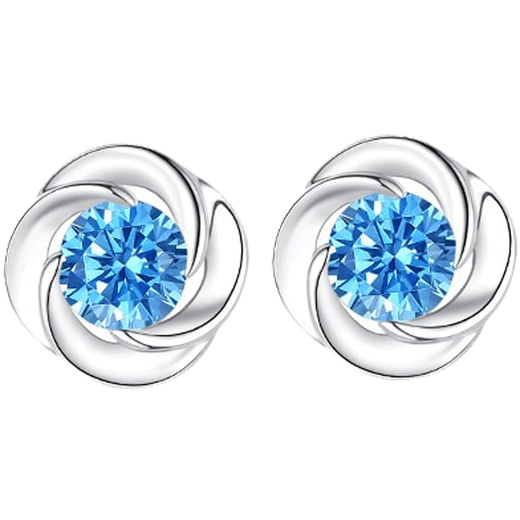 EothPT950 platinum lucky four-leaf clover earrings for women, heart of the ocean, Valentine's Day birthday gift for girlfriend, blue PT950 platinum earrings + certificate