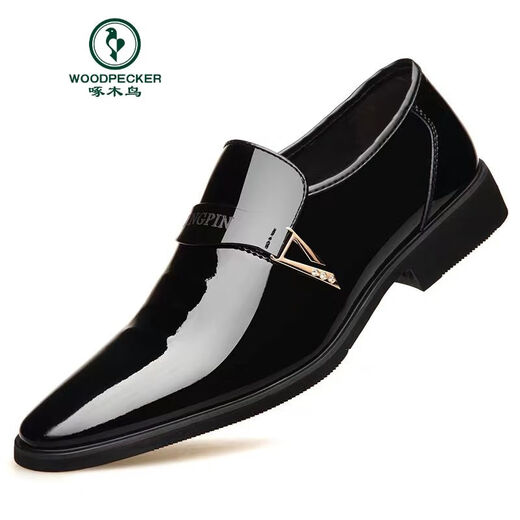 Padpecker Zapatos de cuero genuino para ropa formal para hombres Negocios brillantes Casco Casual 2025 Summer Hombres de cuero para hombres para zapatos versátiles modernos de mediana edad y jóvenes 686 Negro 39