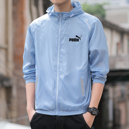 Branded sun protection clothing for men in summer, light and breathable ice silk skin clothing, outdoor cool casual casual trendy sun protection fishing clothing, white L