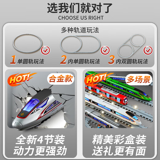 超大号高铁玩具火车动车模型儿童复兴和谐号男孩电动轨道合金遥控 地铁火车站台二号线