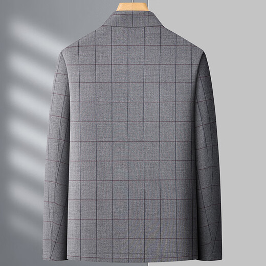 MONTAGUT sense jacket men's spring and autumn casual plaid lapel coat middle-aged leader executive jacket 3f22 light gray M 170 size