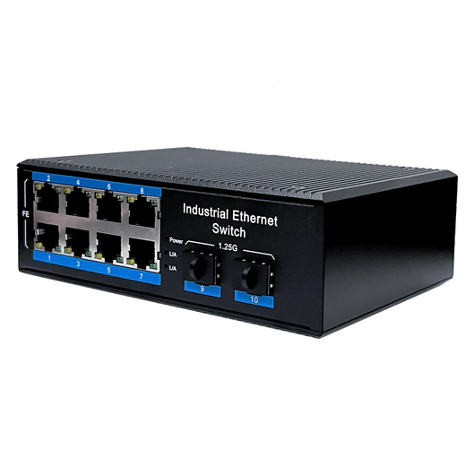 巢客工业光纤收发器百兆千兆1光1电1光2电1光4电1光8电收发器工业交换机监控非管理型光电转换器 工业级| |2千光8百电-SFP收发器 1*9模块+POE功能-不含电原