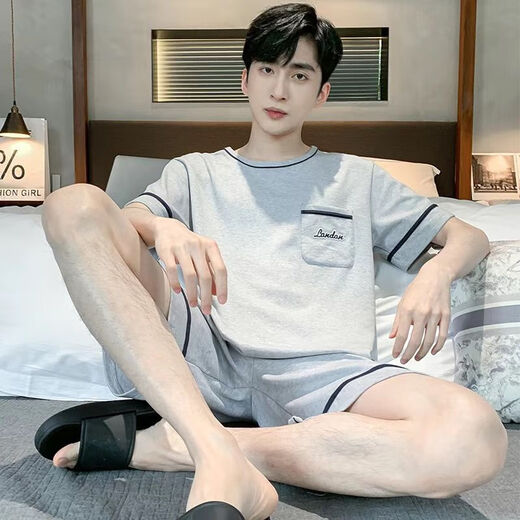 
Modal summer thin pure cotton pajamas for men can wear plus size summer home clothes short-sleeved youth boy suit 9928# (short-sleeved shorts) L [Recommended 95Jin[Jin equals 0.5 kg]-120Jin[Jin equals 0.5 kg]]