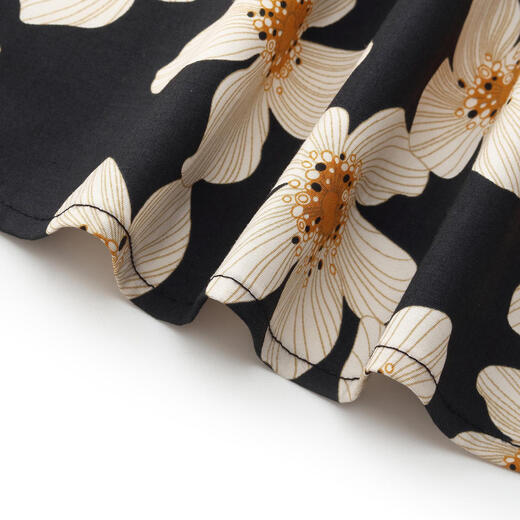 Gloria Skirt Wearing 2025 New High Waist Printed Skirt A-Line Skirt 1E5R2B140 1DD Black Gold Hand-painted Orange Flower M