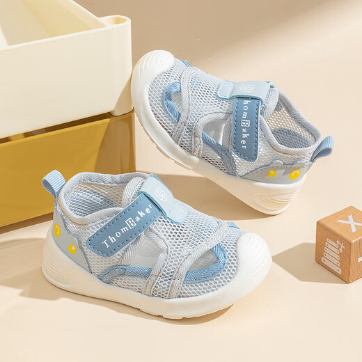 Tombeck-Babysandalen für Jungen und Mädchen Sommer Kleinkindschuhe 1-3 Jahre alte Babysandalen Weiche Lösche Babyschuhe Ozean Blau 20#