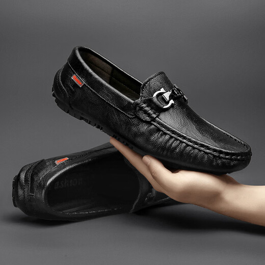 Belle-Ta-Serie Brand Herrenschuhe Hohlbohne Doodle Schuhe Echtes Leder Männer 2025 Sommer neuer Stil Atmungsaktives weiches Leder Sohle ein Fuß Pedal Flaggschiff offizielles Geschäft 9905 Black 40