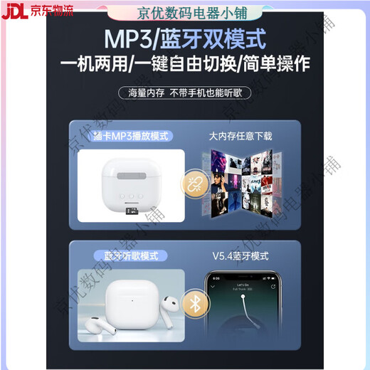 
QTZMP3 Walkman card plug-in Bluetooth headset in-ear student player integrated with memory Ceramic white丨MP3 Bluetooth dual mode [64G memory card reader O memory-free x official standard configuration
