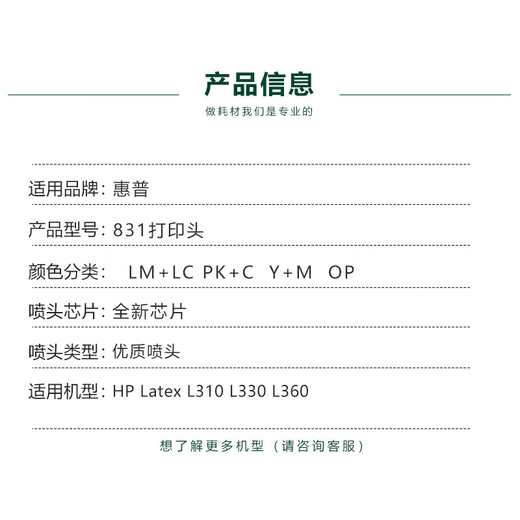 Gu Zhi eignet sich für HP HP 831 PrinThead HP Latex L310 L330 L360 Spray Head Large Format Schleifkopfdrucker 831 CZ679A/LM+LC/Light Magenta+1