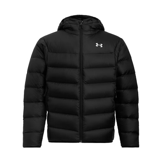 安德玛（UNDERARMOUR）冬季新款Core男子连帽运动短款鸭绒保暖羽绒服6001970 黑色001 XL