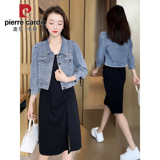 Pier Cardin early spring Korean style Hong Kong style design versatile short-sleeved top for women short retro slim denim jacket for women thin outerwear 8650 blue denim jacket short-sleeved XL 1105-125