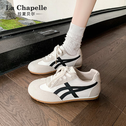 La Chapelle women's shoes moral training shoes women's new all-match casual shoes low-top soft-soled sports shoes for women-2215B beige black 38