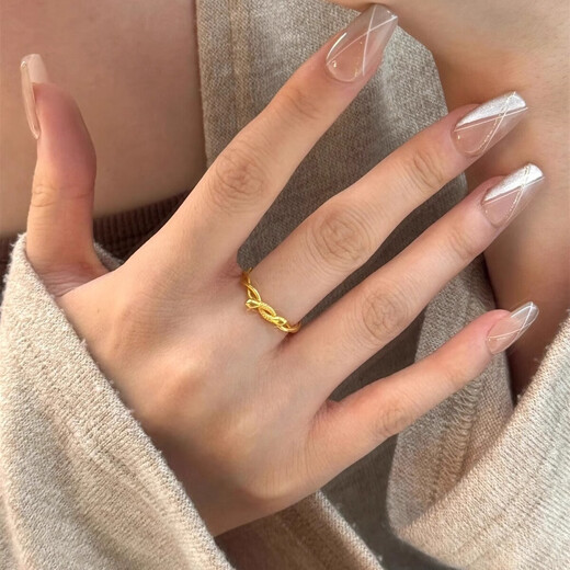 Oein year of snake zodiac year gold twin snake ring gold single ring ring female Valentine's Day birthday gift for girlfriend and wife twin snake ring opening adjustable