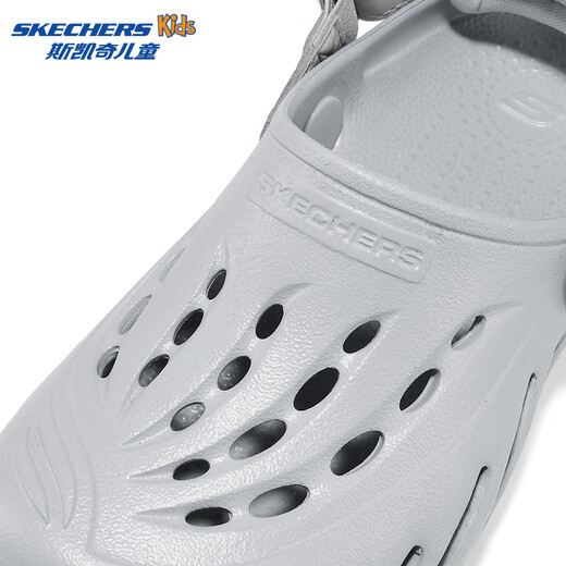 Skechers斯凯奇儿童泡泡鞋男童疏水轻便沙滩洞洞鞋夏季中大童凉鞋406645L 浅灰色/LTGY 37