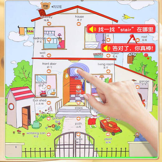 [Self-operated spot] English Enlightenment Audiobook Learning Artifacts Talk Early Education Finger-Tip Reading English Words Big Children English Painted Edition Textbook Children Early Education Machine Kindergarten 2 English Point Reading Three Hundred Tang Poems